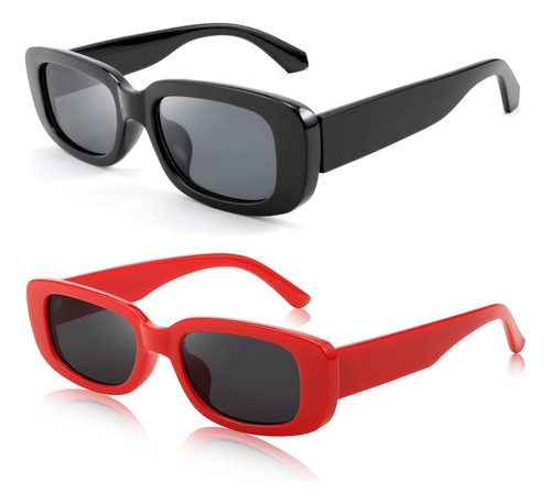 Feisedy 2pack Gafas De Sol Retro Rectangulares Gafas De Sol
