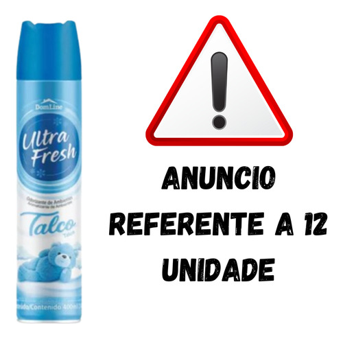 Kit 12 Odorizador Ultra Fresh 400ml Talco Bom Ar