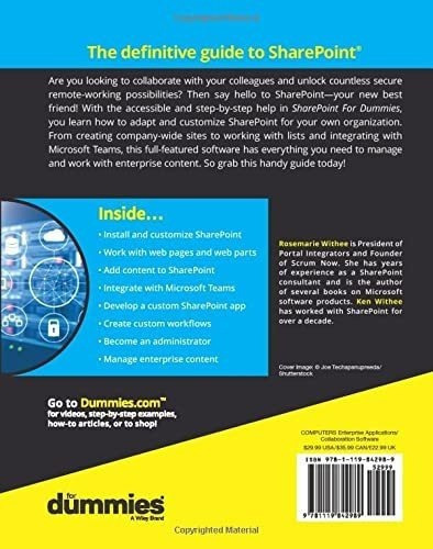 Sharepoint For Dummies (for Dummies Puter/tech), De Withee, Rosema. Editorial For Dummies En Inglés