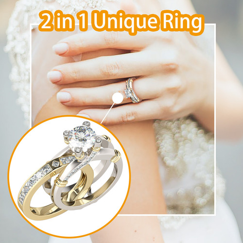 Set Combinado De Anillos 2 En 1 Con Circonitas Y Versátiles
