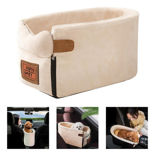 Asiento Portátil Para Coche Para Mascotas, Transpirable Color Option1 Oval Beige