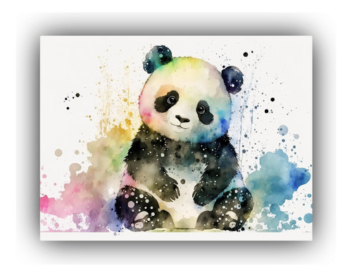 Cuadro Bastidor Madera Diseño Panda Linda 50x40cm Animales