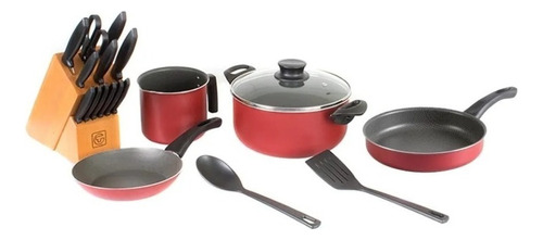 Batería De Cocina Paris Tramontina 20 Piezas Roja