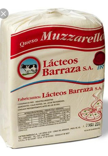 Muzzarella Barraza Plancha De 10 Kilos