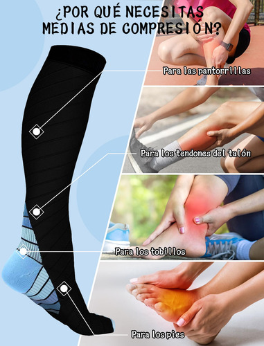 4 Pares Medias De Compresión Hombre Y Mujer 20-30 Mmhg,