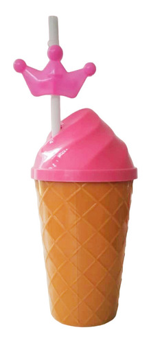 12 Vasos Helado Fiestas Reusable Tapa Popote Dulcero 450ml Color Combinados