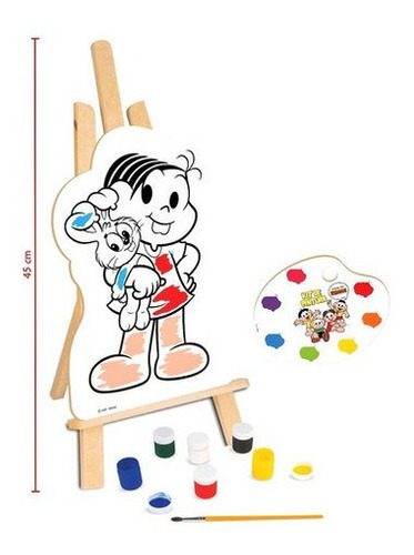 Imagem 2 de 4 de Kit De Pintura Infantil Turma Da Monica C/ Cavalete E Quadro