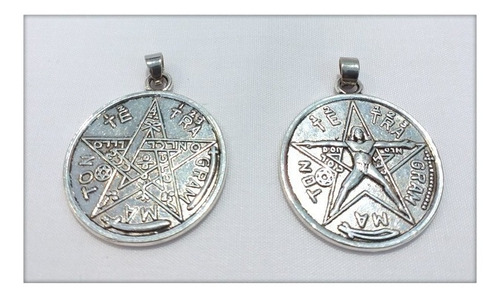 Pentagrama Tetragramaton En Peltre 2,7cm Doble Cara N1