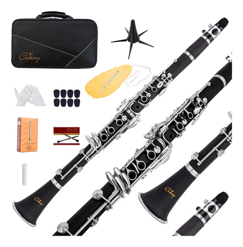 Cadway Clarinete Bb 17 Teclas De Niquel Negro Bb Clarinete -