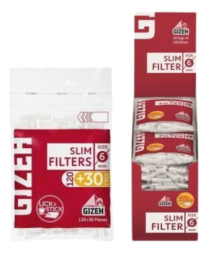 Filtro Gizeh Slim Con Pegamento 120 + 30 X 10 Bolsas