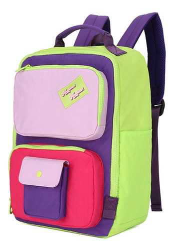 Mochila Impermeable Himawari Mod 8029 Violeta Fucsia Y Verde