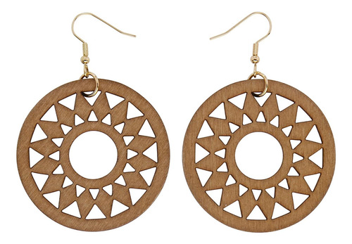 Pendientes Colgantes De Madera Pendientes Bohemios Geométric