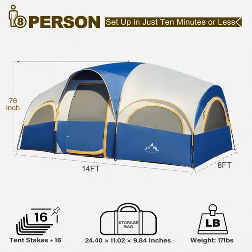 Tienda De Camping Gohimal Para 8 Personas Impermeable