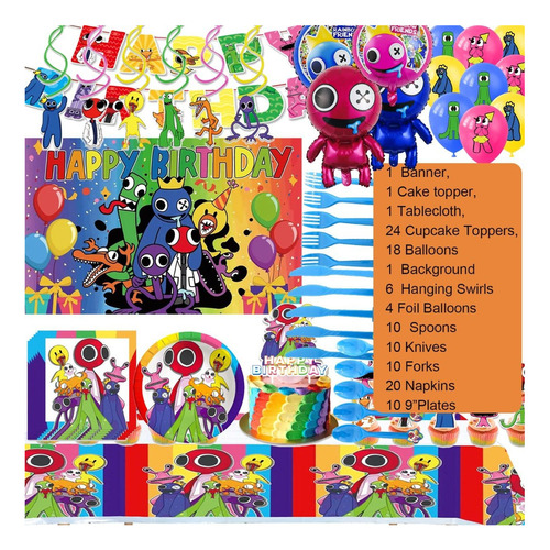 Kits De Decoración Para Fiestas Rainbow Friends Supplies, 11