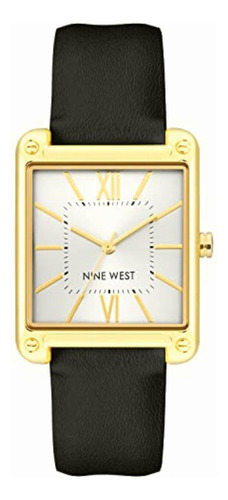 Nine West Reloj Con Correa Para Mujer, Negro/oro, Moderno