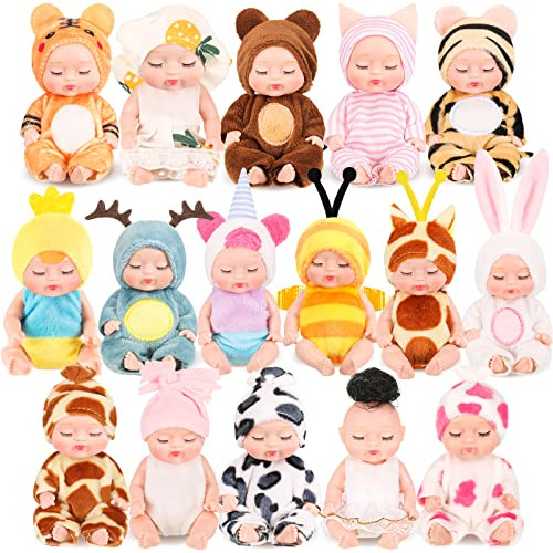 16 Pcs 4 Inch Mini Reborn Baby Dolls Realistic Baby Doll Lif