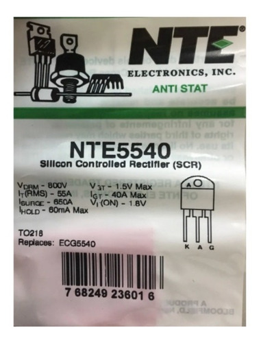 Nte 5540 Scr 55 A 800v To-218 Nte5540 Silicon Controlled Rec