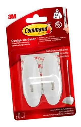 Pack X 2 Ganchos Medianos 3m Command 17068 Percha Adhesivo