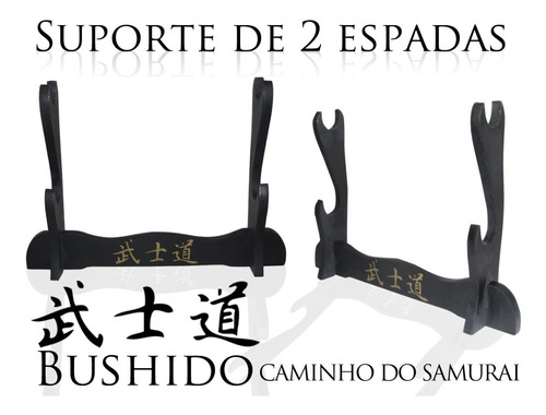 Suporte Mesa Para 2 Espada Katana Samurai Ideograma Bushido