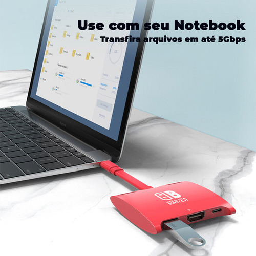 Hub Dock Usb C Para Nintendo Notebook Tv Hdmi 4k Cabletime