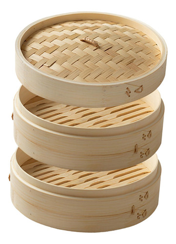 Cesta De Vapor De Bambú Para Dumplings, Vaporera Para