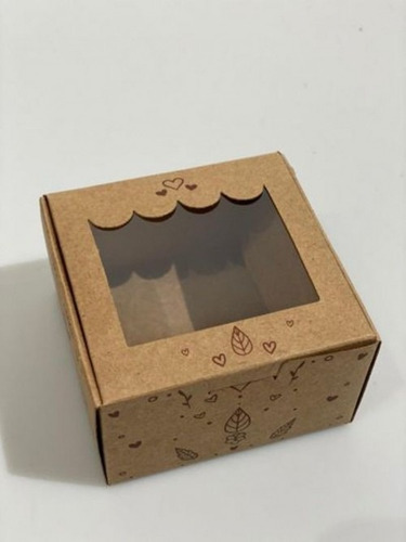 Embalagem Kraft C/ Visor P/ Brownie/doces Floral -10unidades