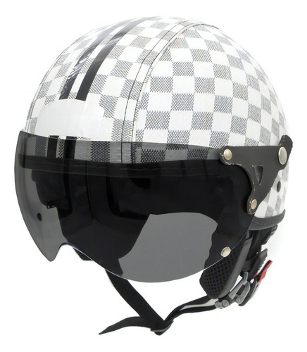 Capacete Br101 Flash Revestido Couro Quadri Branco Harley Tamanho Do Capacete 58g (veste 60) Cor Viseira Fum