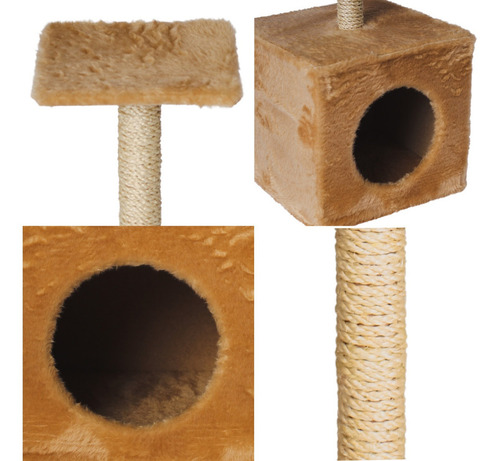 Arranhador Para Gato Tipo Toca De Gato Com Caixa Confortável Cor Bege