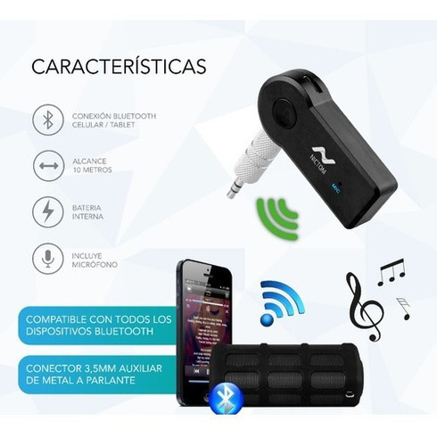 Imagen 5 de 6 de Receptor Audio Bluetooth Aux Spotify Musica Auto Con Bateria