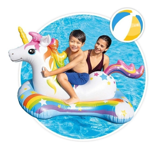 Unicornio Flotante Intex Arcoíris Inflable Piscina Cuota