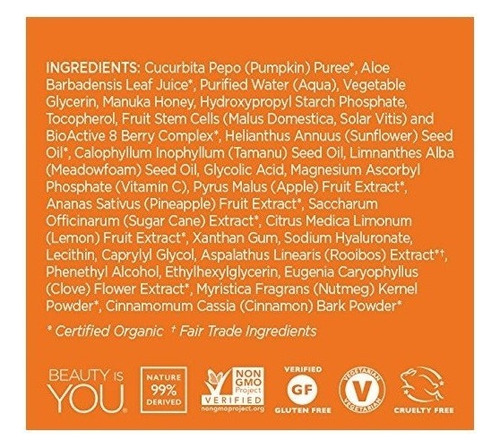 Andalou Naturals Máscara De Calabaza Miel Glicólico, 1,7 Onz
