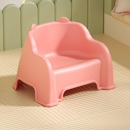 Taburete Pequeño Con Respaldo, Reposapiés Estable, Rosa