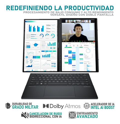 Laptop ASUS Zenbook Duo Intel Core Ultra 9 185H Intel Arc 32GB RAM 2TB OLED Touchscreen Windows 11 Home
