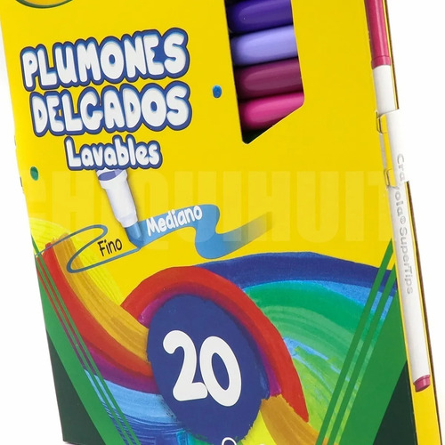 Imagen 4 de 7 de Crayola Supertips 20 Colores Plumones Lavables
