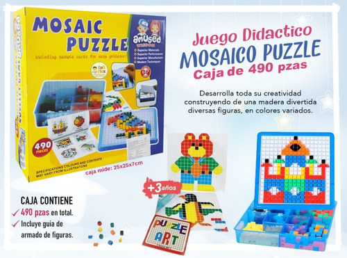 Puzzle Mosaico 490 Piezas Didactico Con Bandeja Y Manual