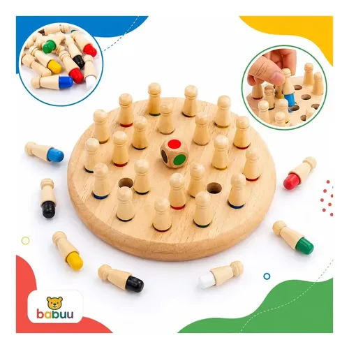 Jogo De Memória Infantil Madeira Com Dado Cores Montessori Criança Coordenação Motora E Raciocínio Babuu Brinquedos Educativos