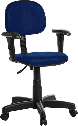 Cadeira Escritorio Secretaria Com Braço Em Crepe Azul