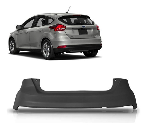 Parachoque Traseiro Focus Hatch 16 17 18 19 Sem Furo Sensor