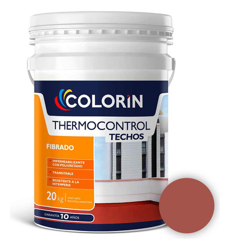 Impermeabilizante Techos Thermocontrol Fibrado Rojo 20 Kg