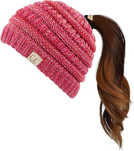 Children Kids Beanie Chunky Knitted Beanie Pony Tail Hat For