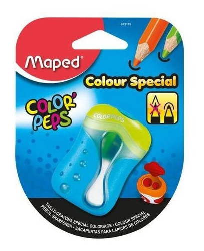 Afilador Color Peps con 2 agujeros, azul, mapeado