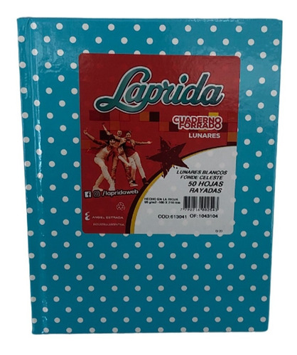 Cuaderno 16x21 Laprida Rayado Celeste Lunares (50 Hojas)