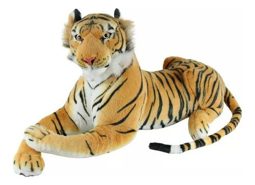 Tigre Bicho Pelúcia Grande Realista Presente Decoração