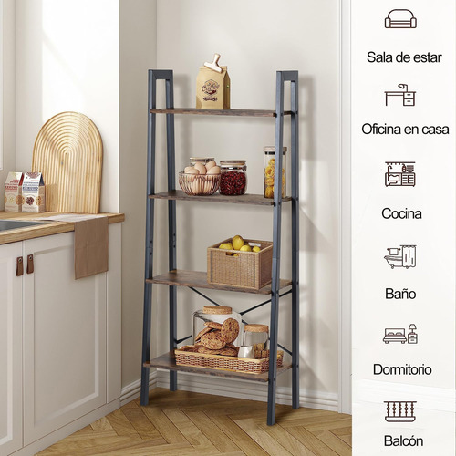 Estantería De Escalera 4 Niveles, Almacenamiento Baño Y Sala