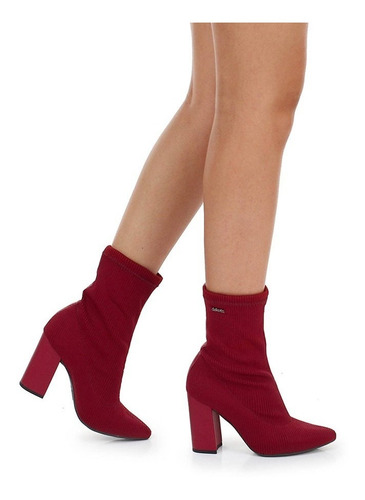 Bota Feminina Vermelha Dakota Malha Meia Knit - Frete Grátis | Mercado Livre