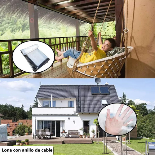 2×6m Lona Transparente Resistente Impermeable + 10m Cuerda