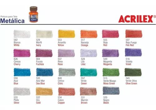 Pintura Textil Acrilex 37 ml Metalizada Plata 533