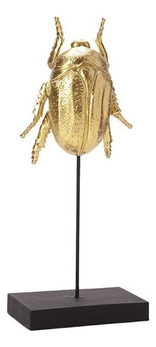 Escultura Decorativa Besouro Dourado 28cm Mart