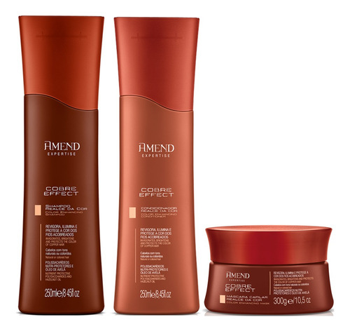 Amend Expertise Amend Expertise Cobre Effect Shampoo e Condicionador e Máscara en frasco, pote de 800mL de 800g