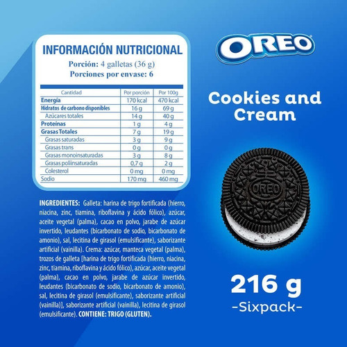 Imagen 5 de 5 de Oreo® Pack Galletas Chocolate Relleno Sabor Cookies & Cream